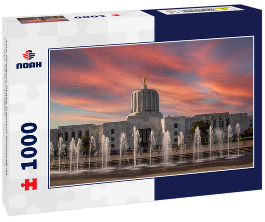 The Oregon State Capitol building at sunset Salem Oregon