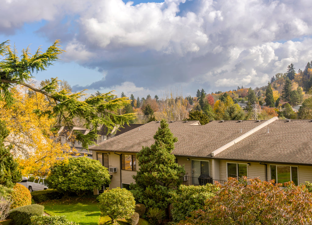 Autumn colors and clouds in a neighborhood Gresham Oregon