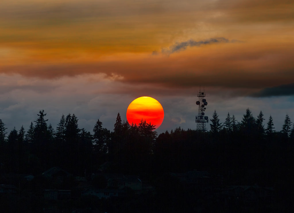Smokey Sunset over Mount Scott in Happy Valley Oregon