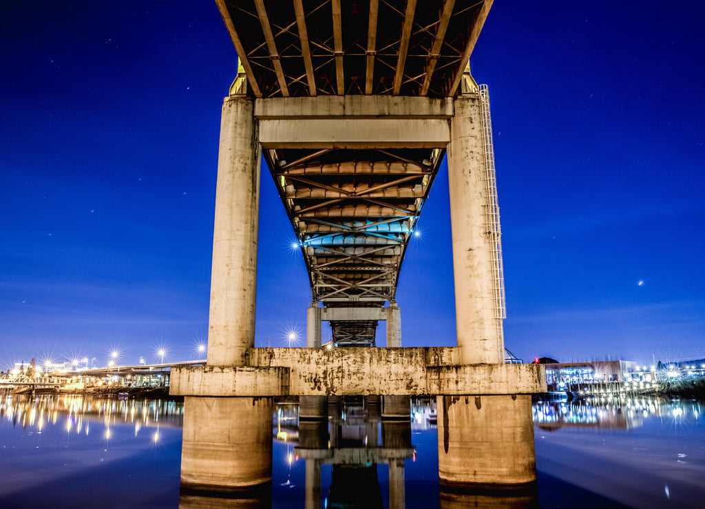 Bridge Overpass in Portland at Night, Oregon