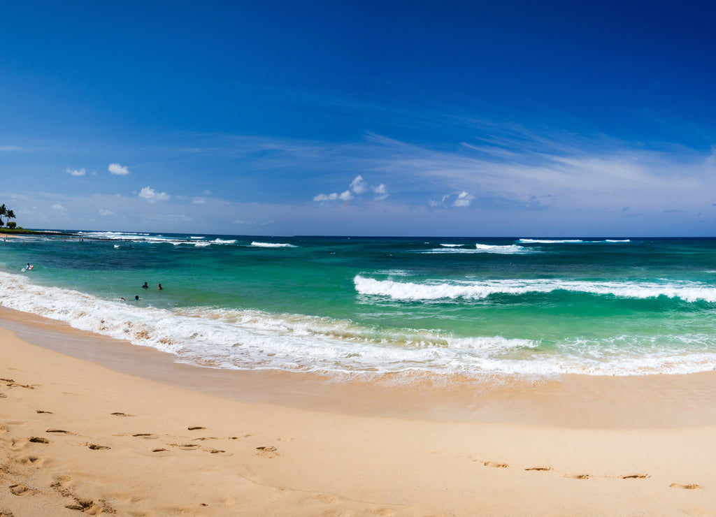 Clear Turquoise Water at Kiahuna, Poipu Beach, Panorama, Kauai, Hawaii