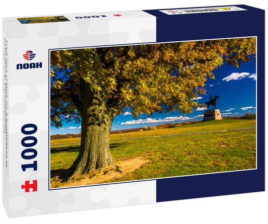 Tree and statue on a battlefield at Gettysburg, Pennsylvania