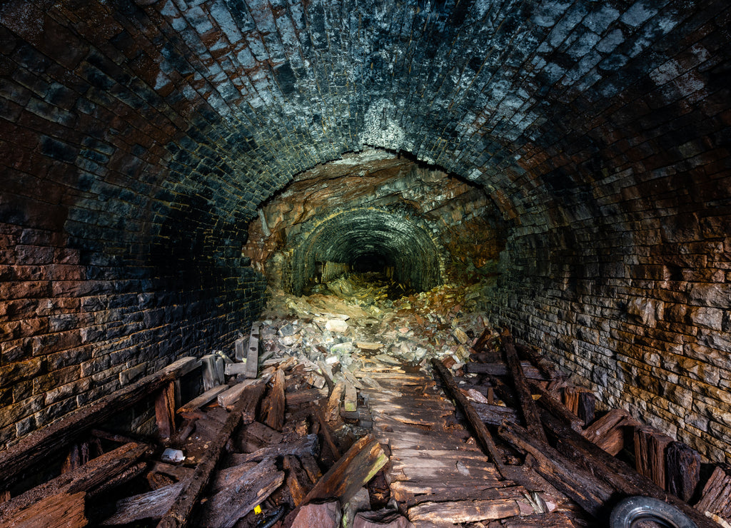 Collapsed Tunnel with Granite Stone Lining - Abandoned Sand Patch Tunnel - Pennsylvania