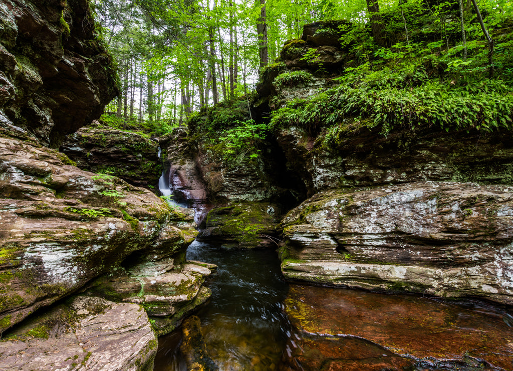 Waterfall in Pocono Mountains in Pennsylvania at Ricketts Glen