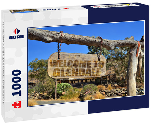 wood signboard with text "welcome to Glendale" hanging on a branch, Arizona