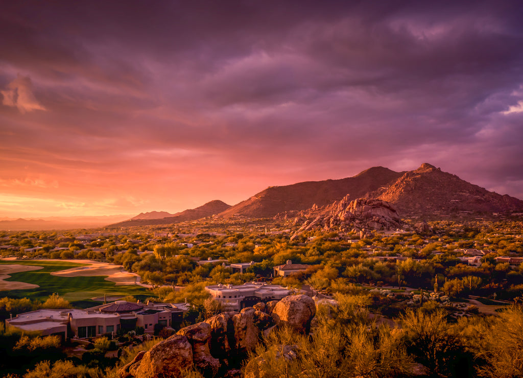 Golden sunset over North Scottsdale, Arizona