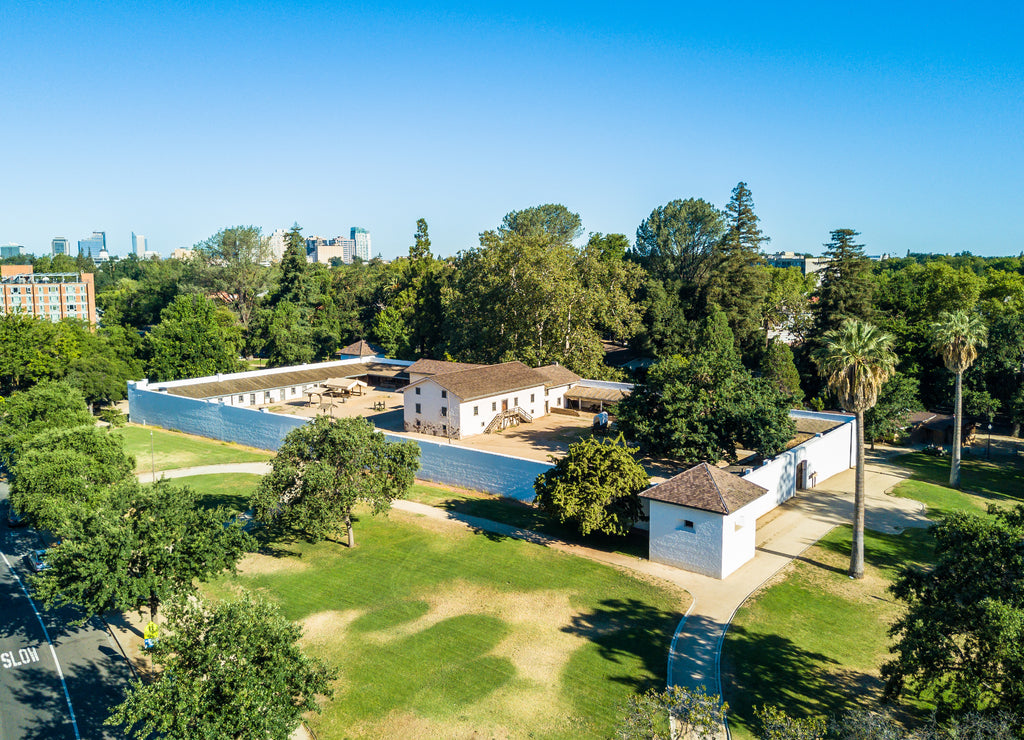 Aerial view of Sutter's Fort in Sacramento, California
