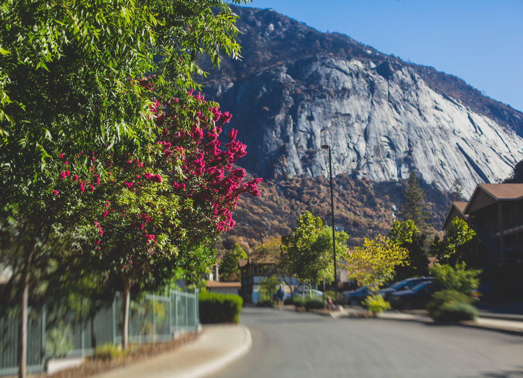 Beautiful panoramic summer view of El Portal, Mariposa County, California, western boundary of Yosemite National Park