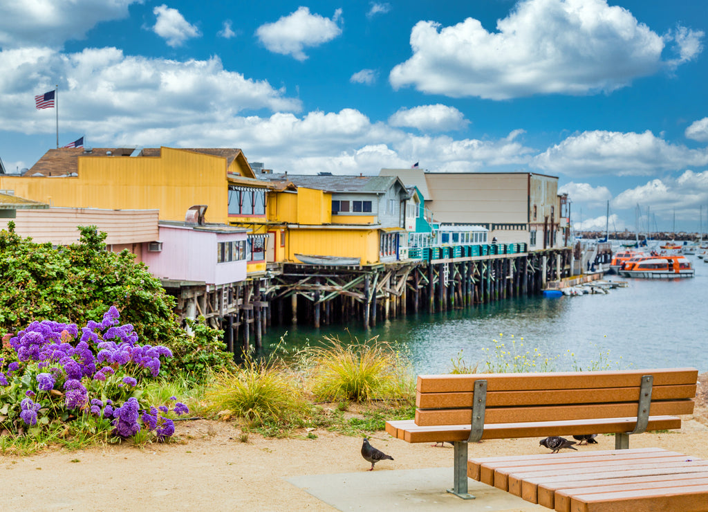 Colorful buildings on the old boardwalk in Monterey California