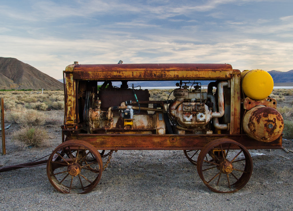 Rusted old vehicle, Ballarat ghost town, Inyo County, California, USA