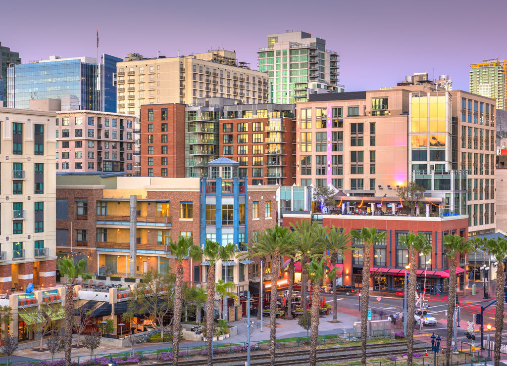 San Diego, California cityscape at the Gaslamp Quarter