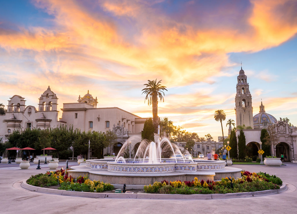 San Diego's Balboa Park at twilight in San Diego California