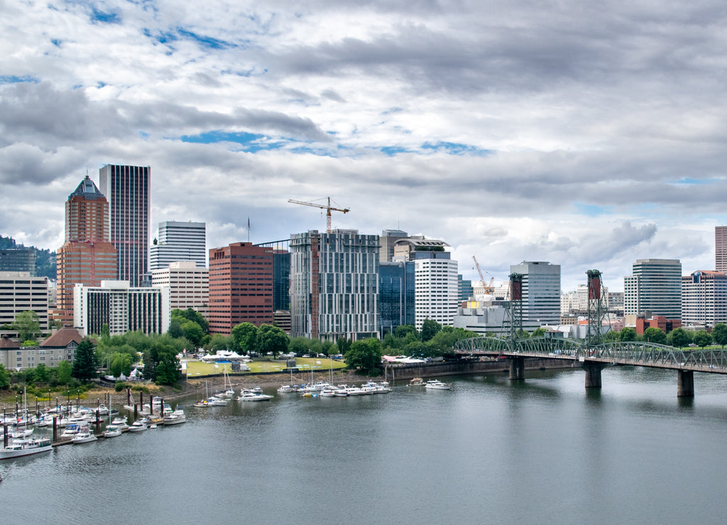 Portland Skyline and Willamette River - Portland, Oregon, USA