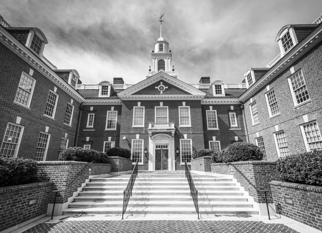 The Delaware State Capitol Building in Dover, Delaware in black white
