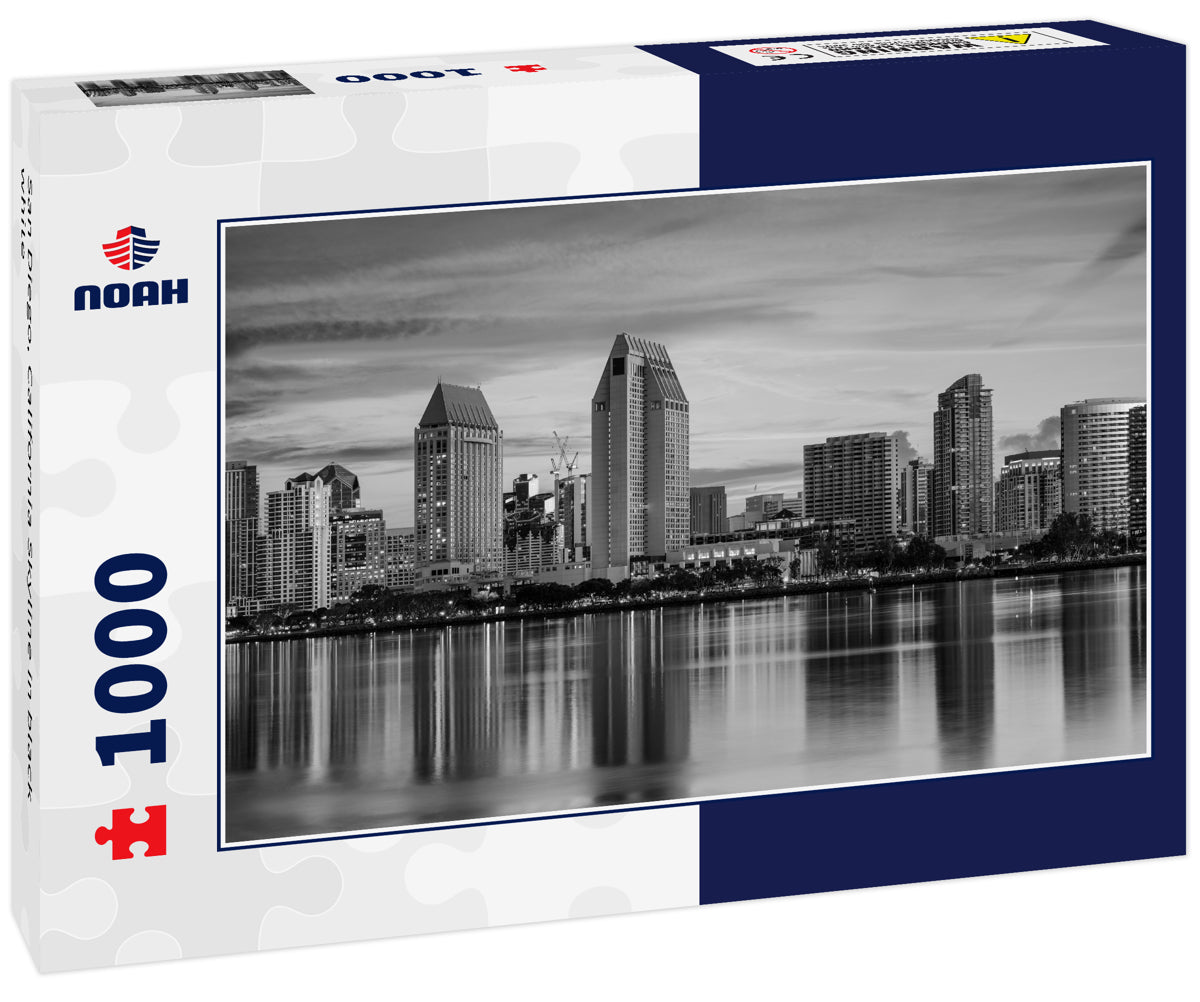 San Diego, California Skyline in black white