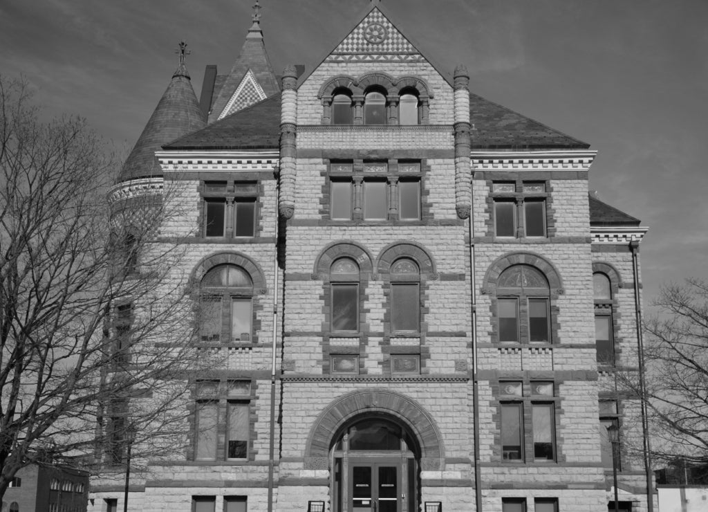 Winona County Courthouse, Minnesota in black white