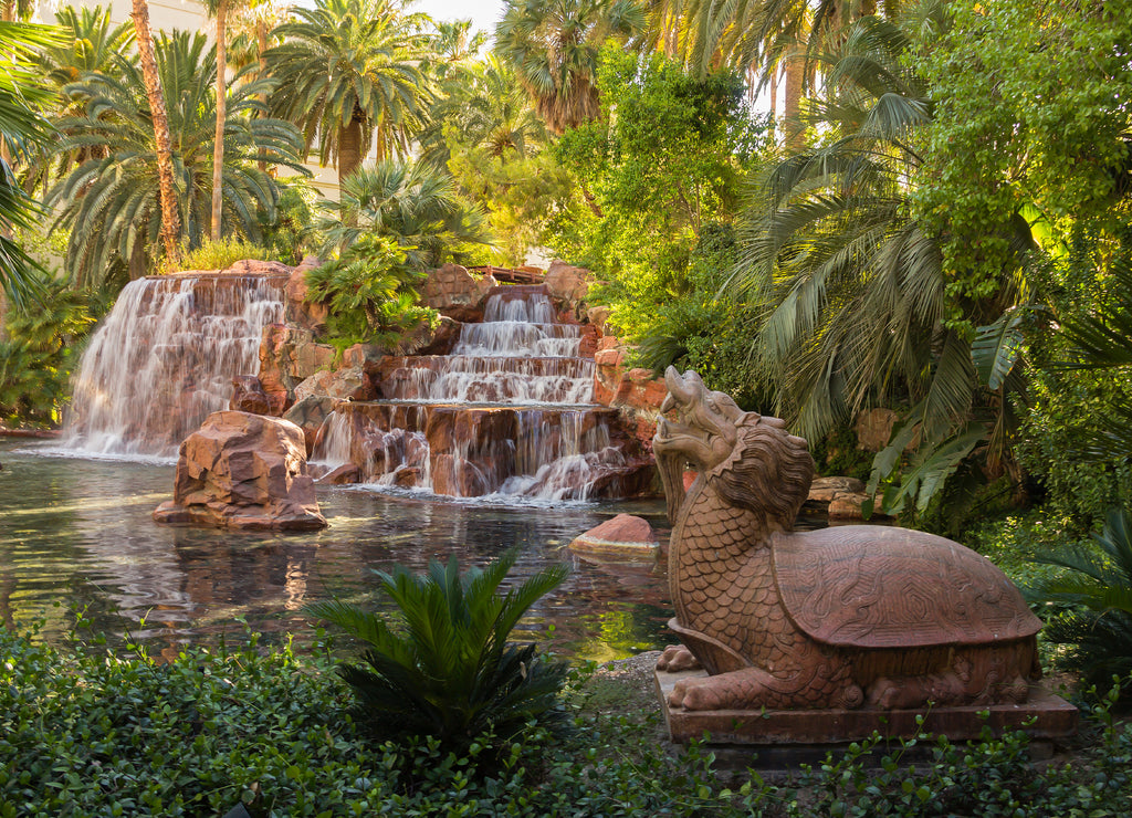 China garden of the Mirage hotel-casino entrance, Las Vegas downtown Nevada