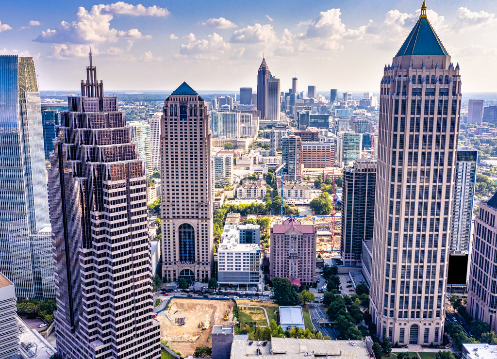 Aerial view downtown Atlanta skyline, Georgia USA