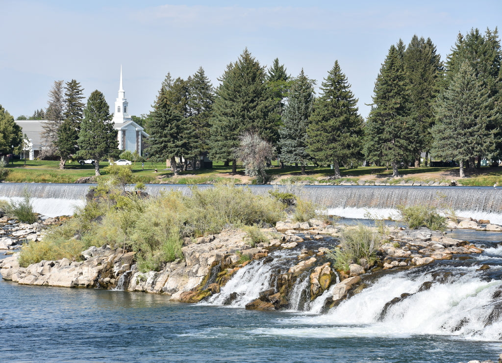 Waterfall at Idaho Falls in Idaho, USA