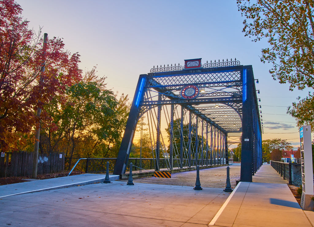 Wells Street Bridge at Night Promenade Park Fort Wayne Indiana