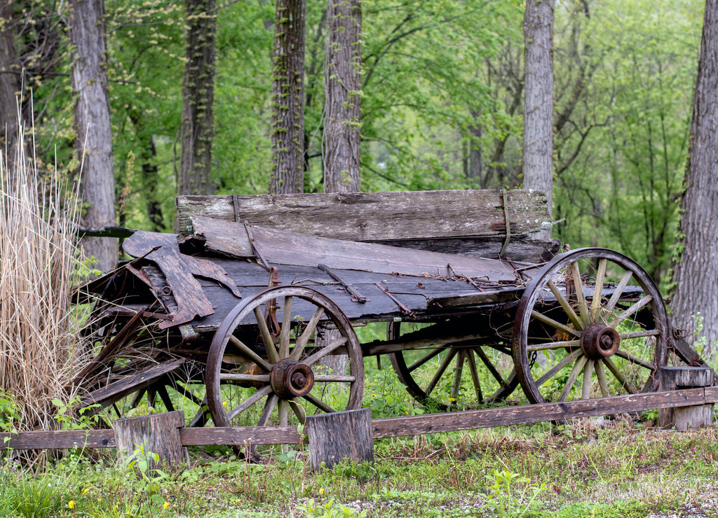 Vintage Wood Wagon Is Falling Apart In A Rural Indiana Field