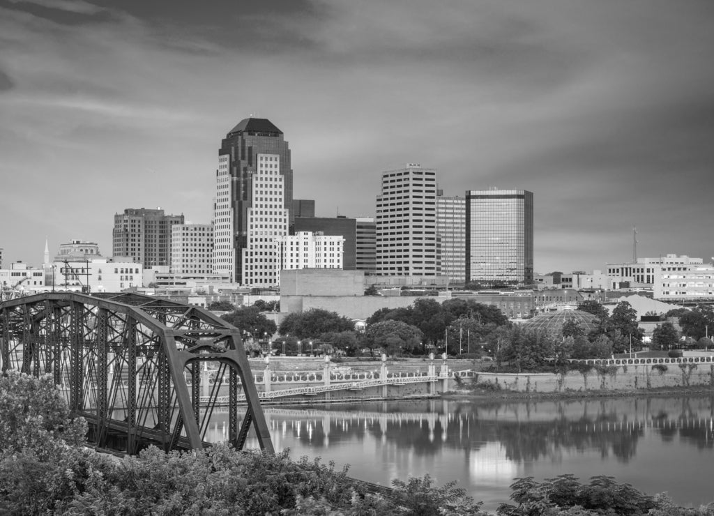 Shreveport, Louisiana, USA in black white