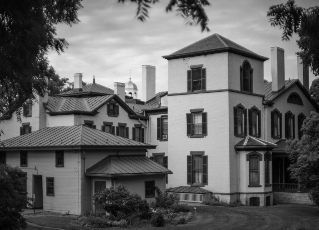 William H. Seward House in Auburn, New York in black white