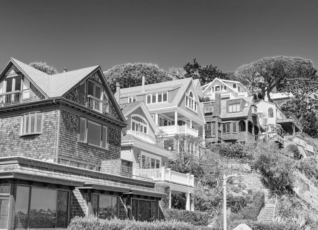 Sausalito is a city in Marin County, California in black white