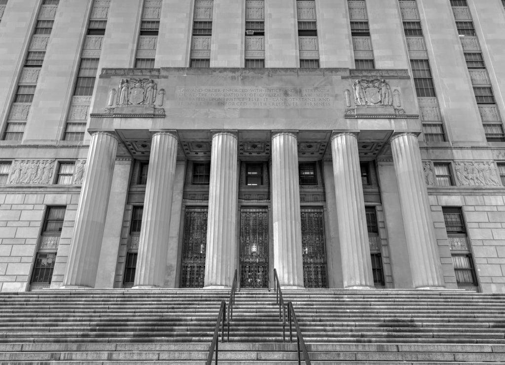 Bronx County Courthouse - New York City in black white