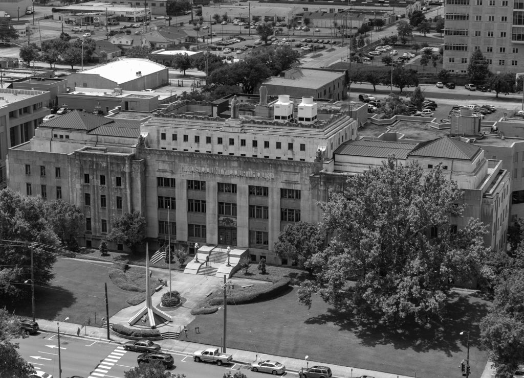Hinds County Courthouse in Mississippi in black white