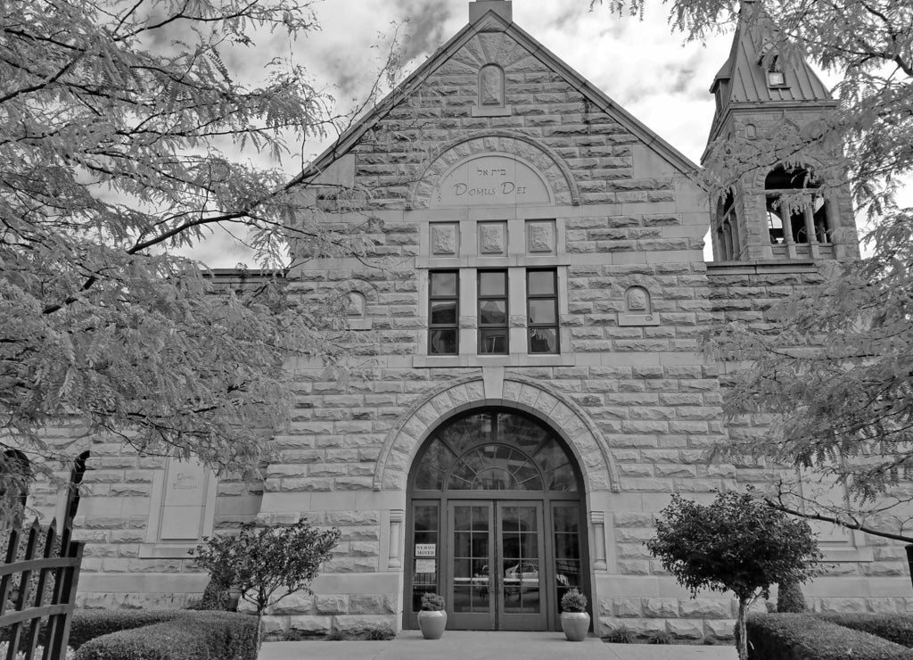 Downtown Charleston, West Virginia in the autumn. in black white