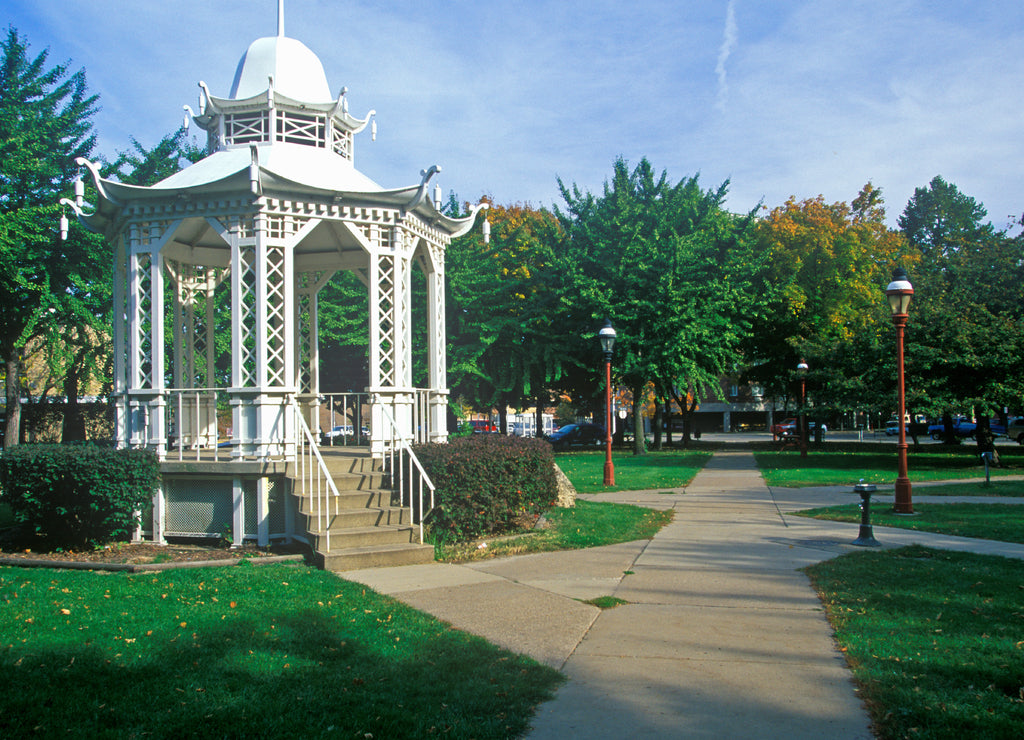 White Pagoda built in 1877 in Washington Park, Dubuque, Iowa USA