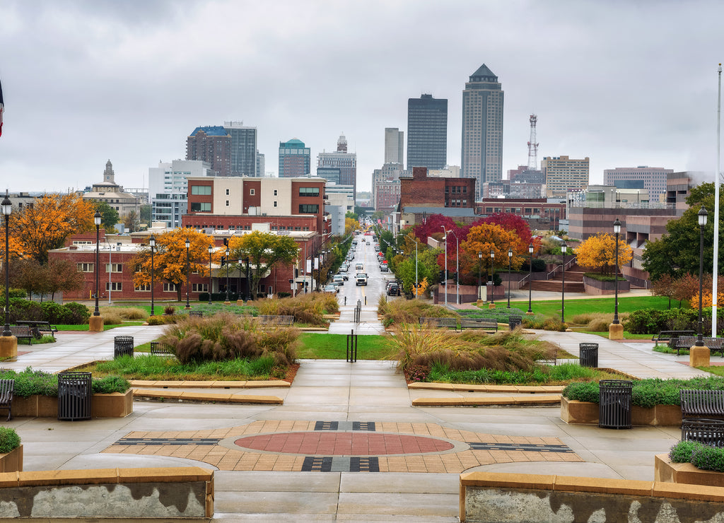 Downtown Des Moines viewed from the Iowa State Capitol