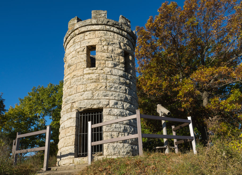 The "Julien Dubuque Monument" on a Autumn/ Fall morning. Dubuque, Iowa, USA