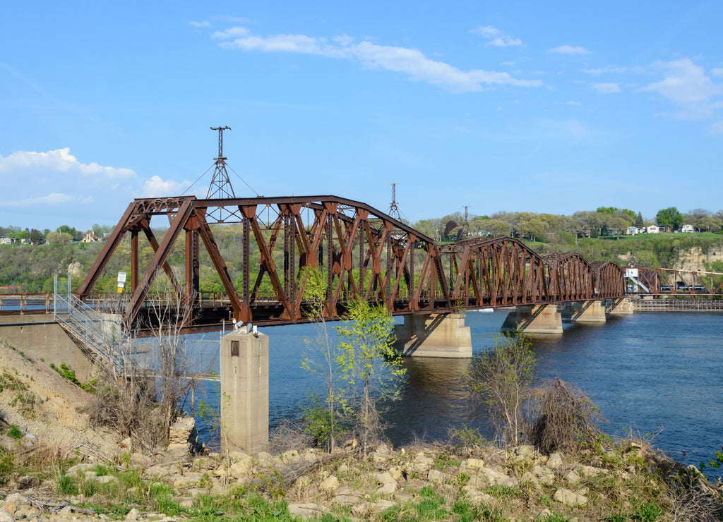 An old railway bridge over Mississippi river, Dubuque Iowa