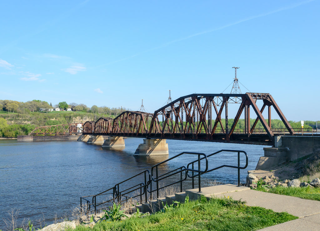An old railway bridge over Mississippi river, Dubuque Iowa