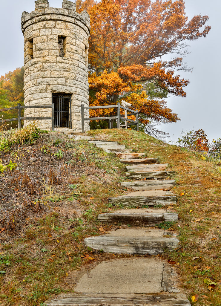 Foggy fall Julien Dubuque Monument Iowa