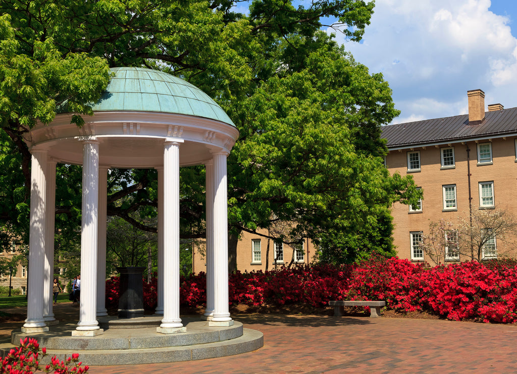 The Old Well at UNC Chapel Hill during the spring with azaleas blooming  North Carolina