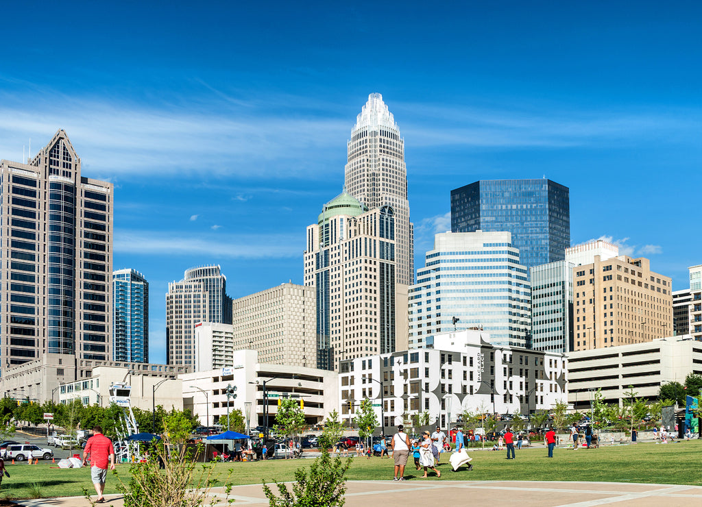 Charlotte, North Carolina. United States. Panoramic view at the uptown skyline