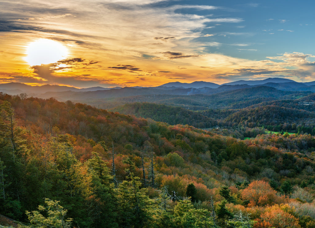 Autumn Sunset at Flat Rock on the Blue Ridge Parkway - North Carolina