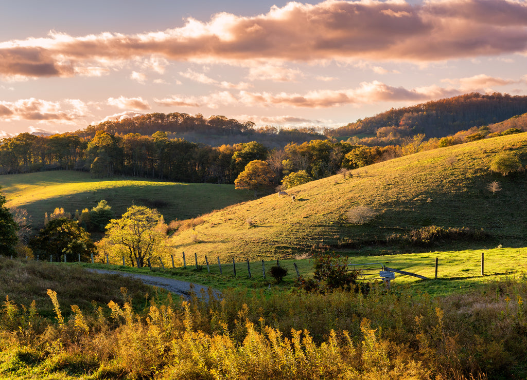 Golden Hour Sunset on the Blue Ridge Parkway at Cone Manor Farm North Carolina