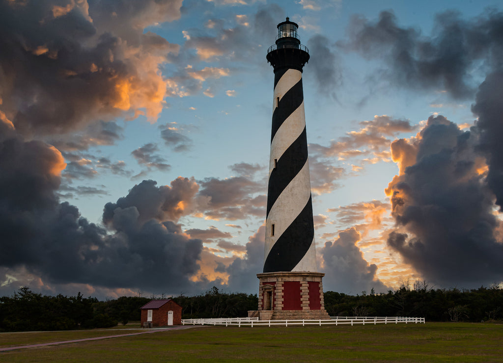 Cape Hatteras Lighthouse on the. Atlantic coast of North Carolina.