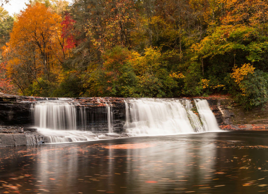 Waterfall in autumn in the Appalachians of western North Carolina