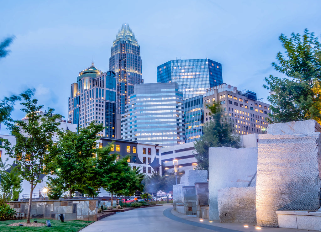 Charlotte North Carolina city skyline in downtown