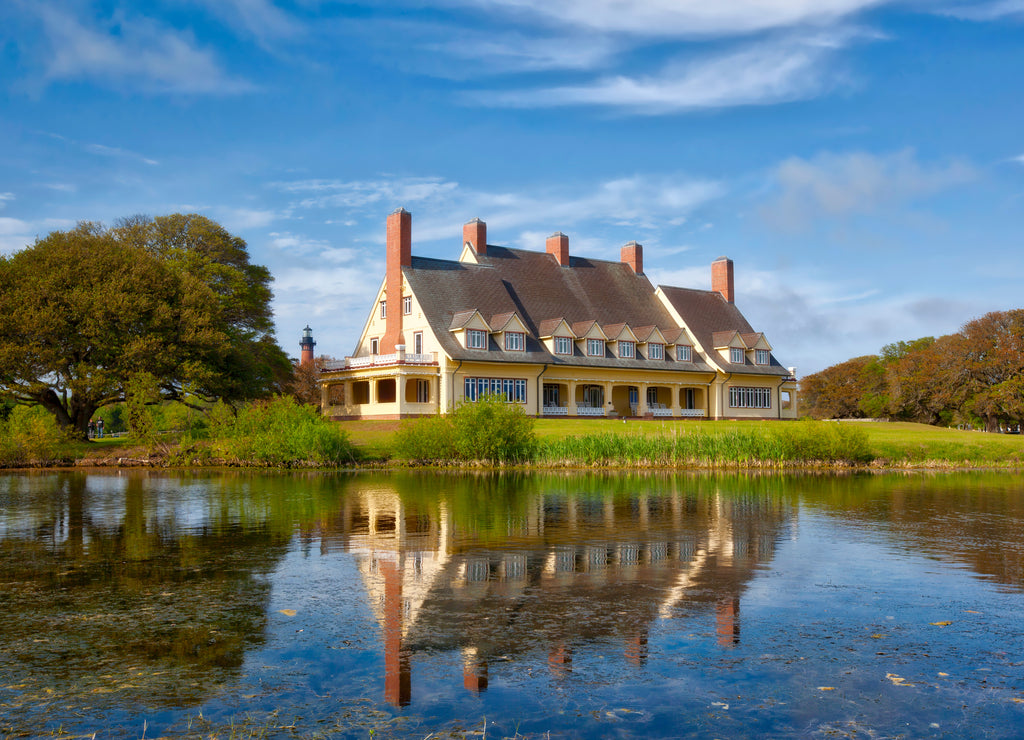The historic Whalehead Club, built in 1920, in Corolla, North Carolina has been restored to its original grandeur. The former home is now a museum