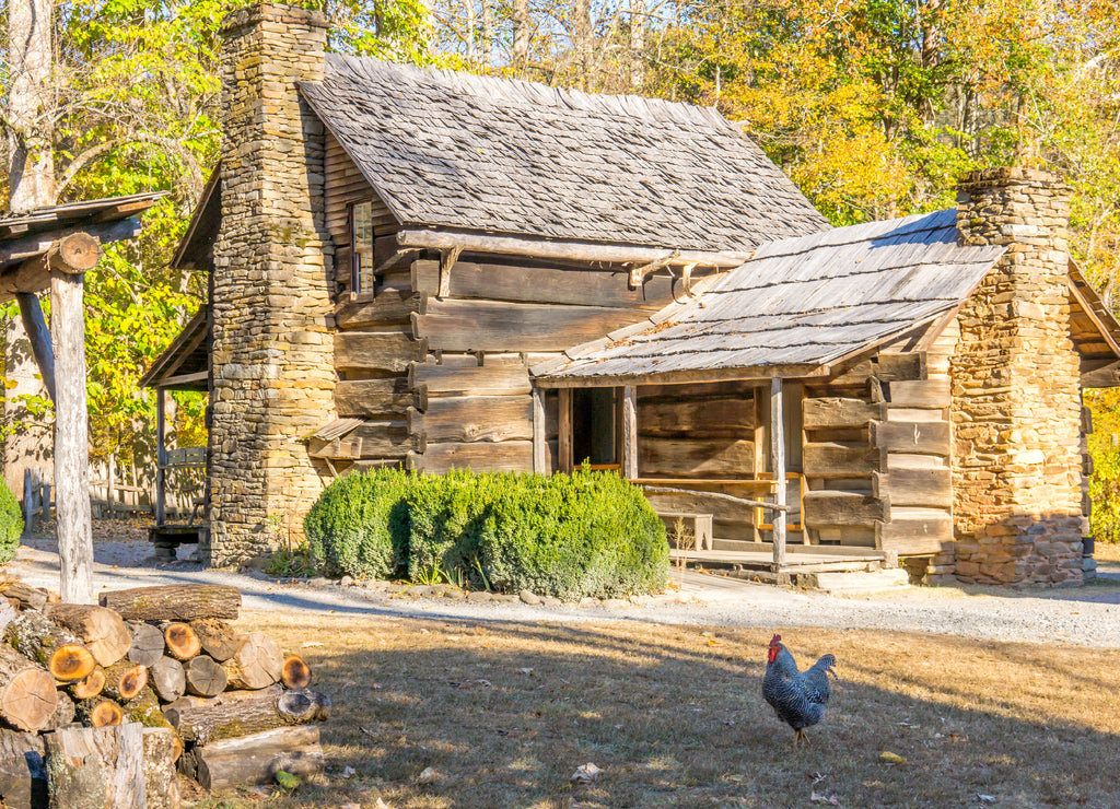 Historical Smoky Mountain Farm House and Firewood Hut Operated by the U. S. National Park Service North Carolina