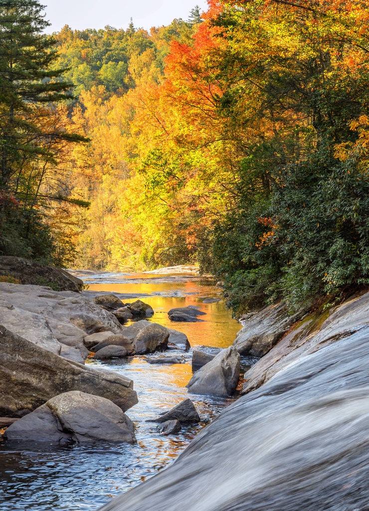 Gorges State Park - Turtleback Fall on Horsepasture River in Autumn North Carolina